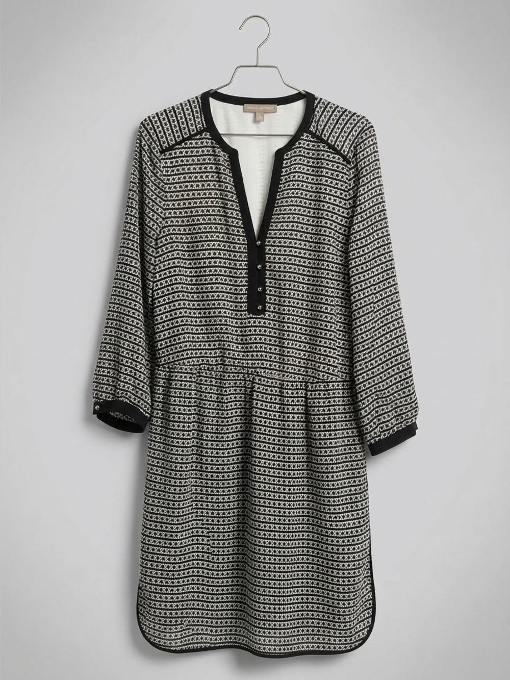 Banana Republic Black and White Patterned Midi Dress